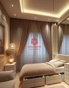 یک اتاق خواب کوچک با تخت تاشو،