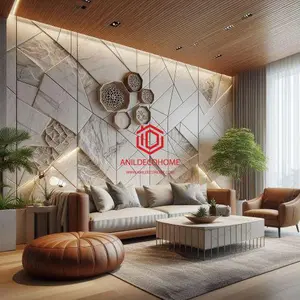 دیوار با پوشش سنگ طبیعی در فضای داخلی یک خانه مدرن