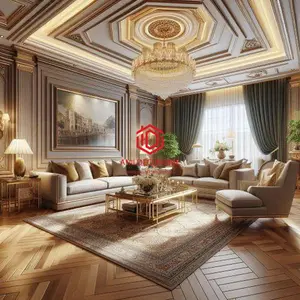 یک اتاق نشیمن با کفپوش پارکت چوبی و دکوراسیون هماهنگ